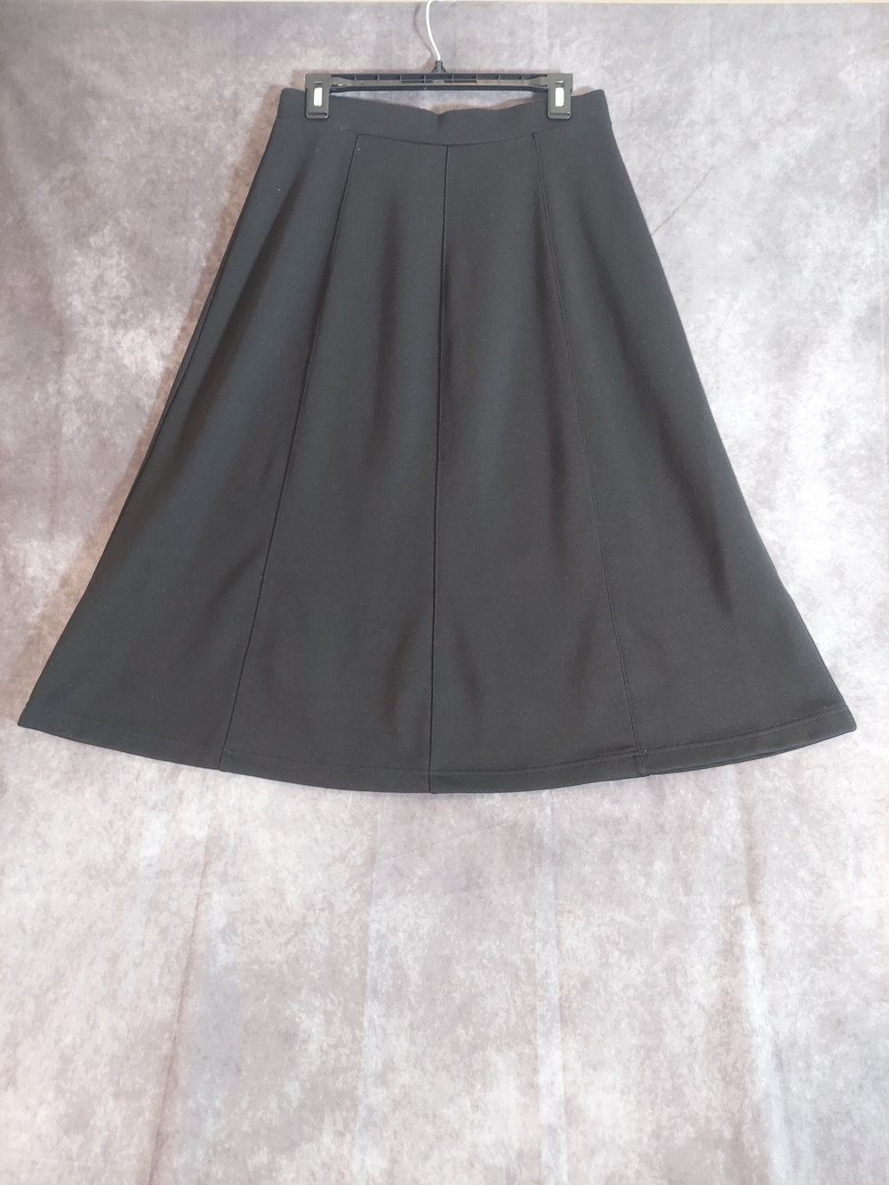 Only Necessities Black A-Line Midi Skirt Size Small Petite Stretch Knit - Picture 2 of 7